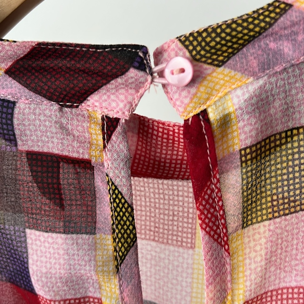 ASOS Checkered Ruffles Blouse Pink 6 - Picture 4 of 6